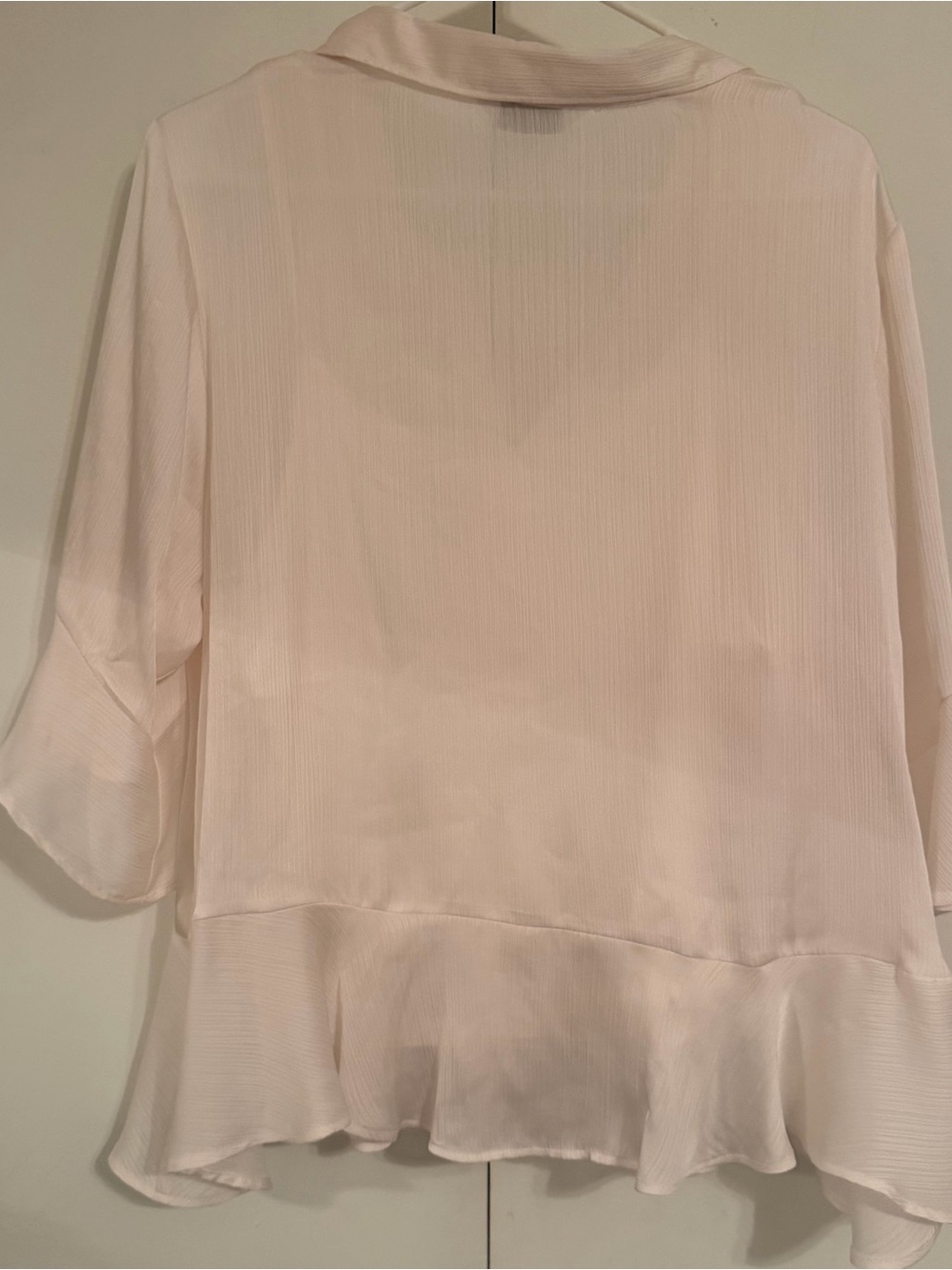 Nine West Light Cream Ruffled Button-Front Blouse - Picture 5 of 5